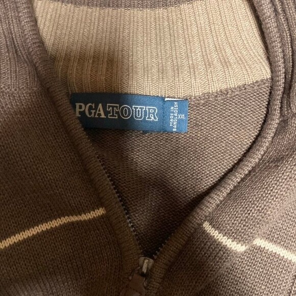 PGA Tour [Quarter Zip] Men's-Size XXL Brown Long Sleeve Sweater - Picture 7 of 8